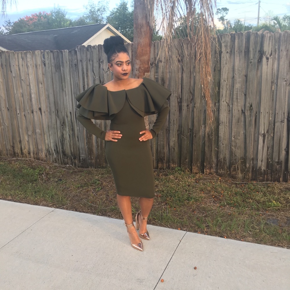 Stunning Olive Scuba Dress